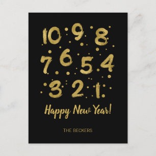 Imitate Gold Foil Countdown Neujahr Postkarte