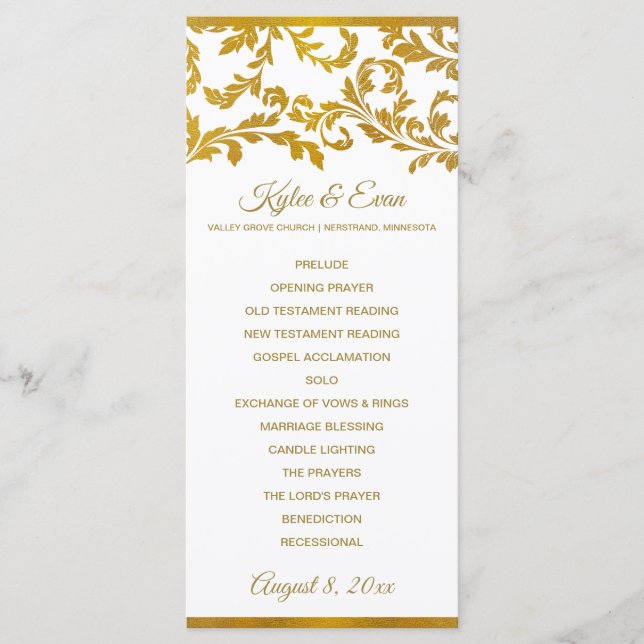 Imitate Gold Foil Elegante Hochzeitsprogramme (gro Programm (Vorderseite)