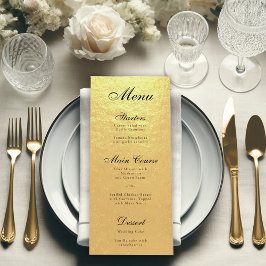 Imitate Gold Foil Elegantes Kalligrafie Schwarzes Menükarte