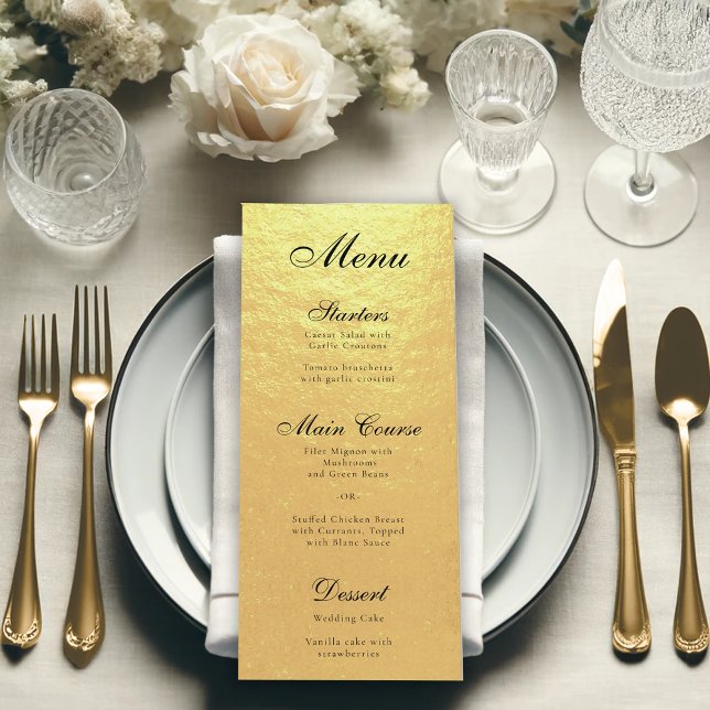 Imitate Gold Foil Elegantes Kalligrafie Schwarzes  Menükarte (Von Creator hochgeladen)