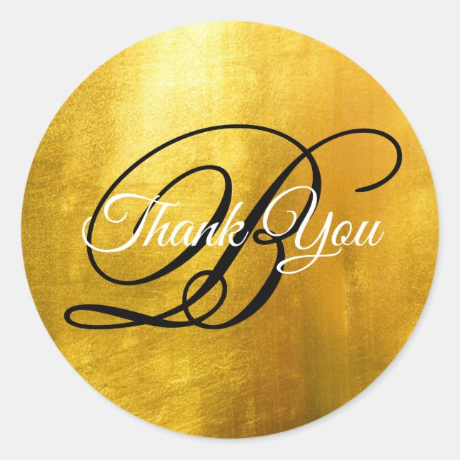 Imitate Gold Foil Extravagant Wedding Monogram Vie Runder Aufkleber (Vorderseite)