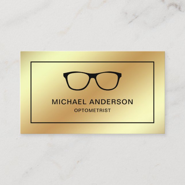 Imitate Gold Foil Eyeglassys Augenarzt Optometrike Visitenkarte (Vorderseite)