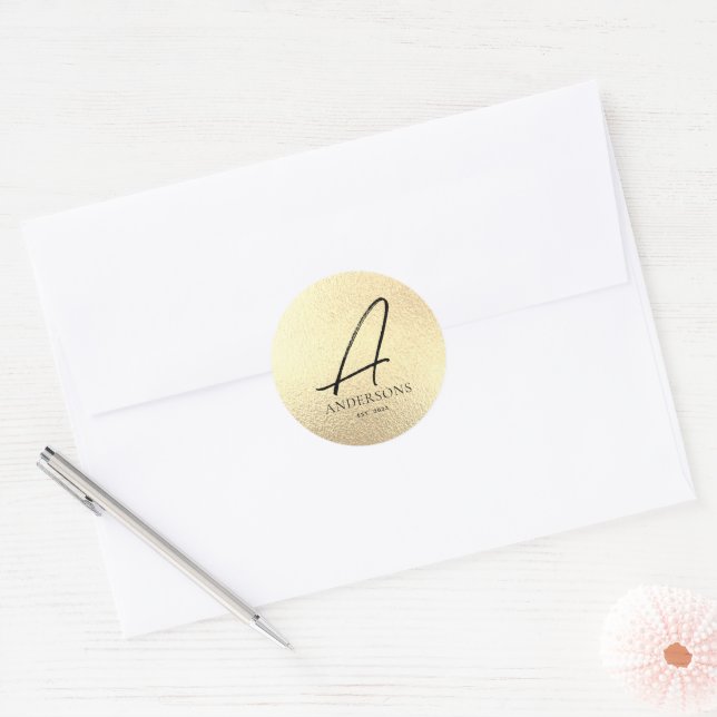 Imitate Gold Foil Familienname Aufkleber (Umschlag)