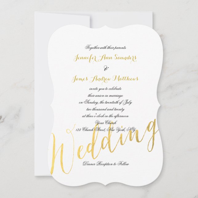 Imitate Gold Foil Glamour | Einladungen zur Hochze (Vorderseite)