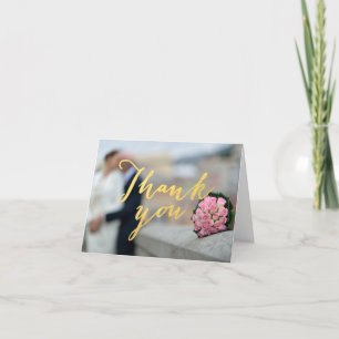 Imitate Gold Foil Glamour Hochzeit Foto Danke Kart