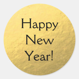 Imitate Gold Foil Happy New Year Glossy Sticker