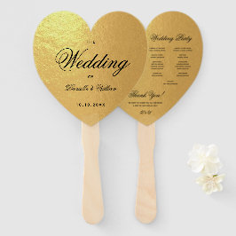 Imitate Gold Foil Heart Wedding Program Black Scri Fächer