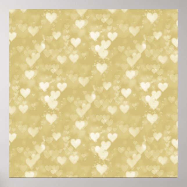 Imitate Gold Foil Herz Background Herzen Bokeh Poster (Vorne)