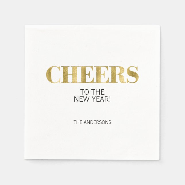 Imitate Gold Foil Jubel Neujahrszeitung Napkin Serviette (Vorderseite)
