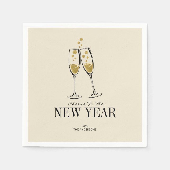 Imitate Gold Foil Jubel Neujahrszeitung Napkins Serviette (Vorderseite)