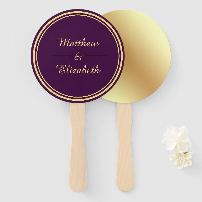Imitate Gold Foil Lila Hochzeit Fächer (Vorne und Hinten)