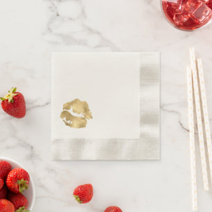 Imitate Gold Foil Lipstick Kiss Serviette