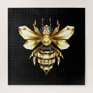 Imitate Gold Foil Logo Bee Polygonal auf Schwarz