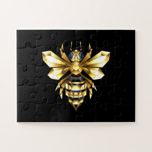 Imitate Gold Foil Logo Bee Polygonal auf Schwarz