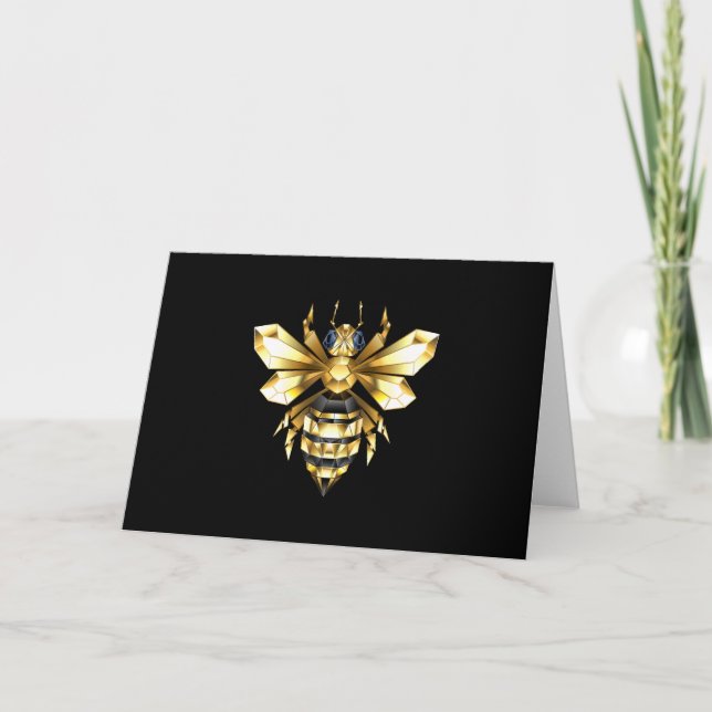 Imitate Gold Foil Logo Bee Polygonal auf Schwarz (Vorderseite)