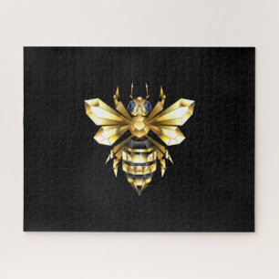 Imitate Gold Foil Logo Bee Polygonal auf Schwarz