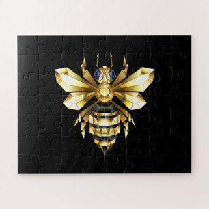 Imitate Gold Foil Logo Bee Polygonal auf Schwarz