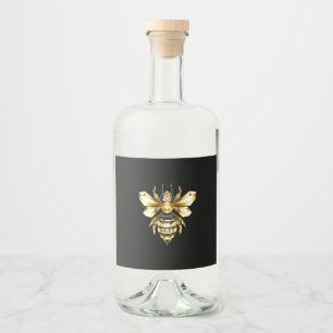 Imitate Gold Foil Logo Bee Polygonal auf Schwarz Alkoholflaschenetikett