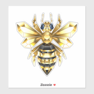 Imitate Gold Foil Logo Bee Polygonal auf Schwarz Aufkleber