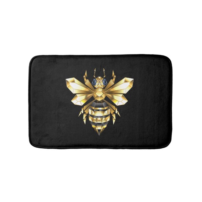 Imitate Gold Foil Logo Bee Polygonal auf Schwarz Badematte (Vorderseite)