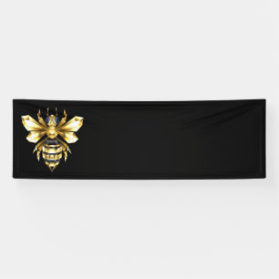 Imitate Gold Foil Logo Bee Polygonal auf Schwarz Banner