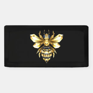 Imitate Gold Foil Logo Bee Polygonal auf Schwarz Banner