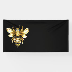 Imitate Gold Foil Logo Bee Polygonal auf Schwarz Banner