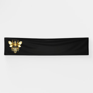 Imitate Gold Foil Logo Bee Polygonal auf Schwarz Banner