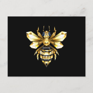 Imitate Gold Foil Logo Bee Polygonal auf Schwarz Begleitkarte