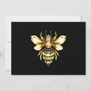 Imitate Gold Foil Logo Bee Polygonal auf Schwarz Dankeskarte