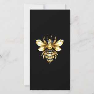 Imitate Gold Foil Logo Bee Polygonal auf Schwarz Feiertagskarte
