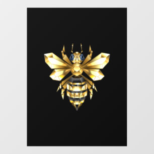 Imitate Gold Foil Logo Bee Polygonal auf Schwarz Fensteraufkleber