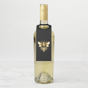 Imitate Gold Foil Logo Bee Polygonal auf Schwarz Flaschenanhänger