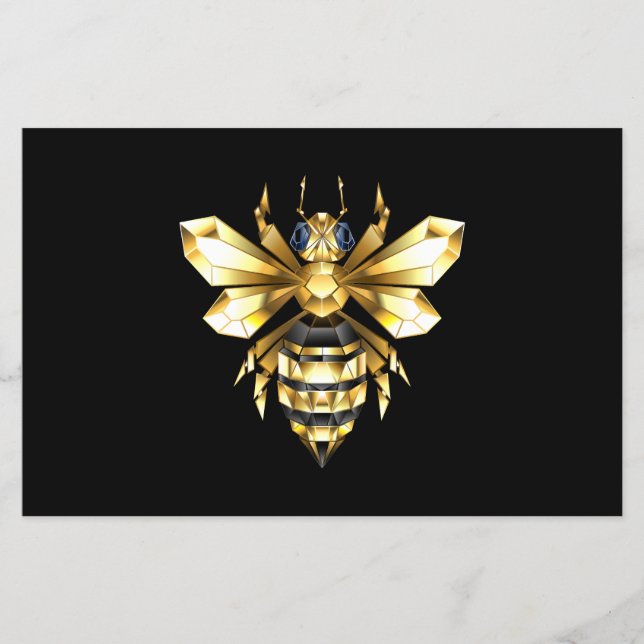 Imitate Gold Foil Logo Bee Polygonal auf Schwarz Flyer (Vorne)