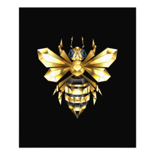 Imitate Gold Foil Logo Bee Polygonal auf Schwarz Fotodruck