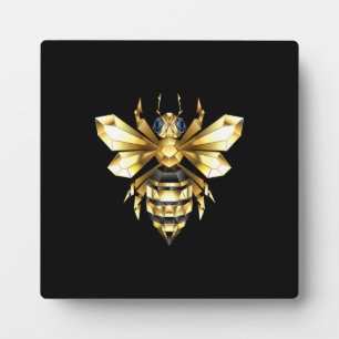 Imitate Gold Foil Logo Bee Polygonal auf Schwarz Fotoplatte