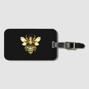 Imitate Gold Foil Logo Bee Polygonal auf Schwarz Gepäckanhänger
