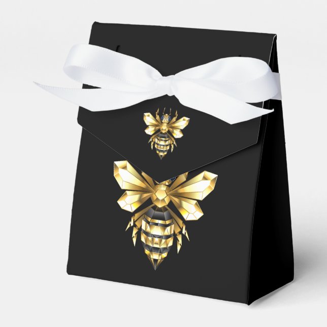Imitate Gold Foil Logo Bee Polygonal auf Schwarz Geschenkschachtel (Vorderseite)