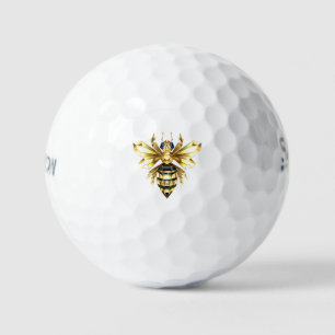 Imitate Gold Foil Logo Bee Polygonal auf Schwarz Golfball