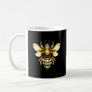 Imitate Gold Foil Logo Bee Polygonal auf Schwarz Kaffeetasse