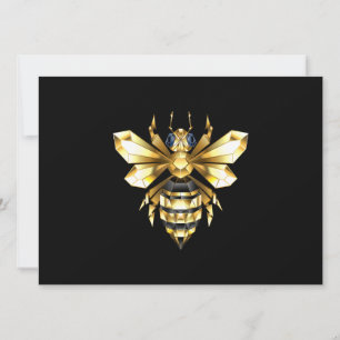 Imitate Gold Foil Logo Bee Polygonal auf Schwarz Karte