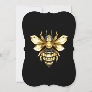 Imitate Gold Foil Logo Bee Polygonal auf Schwarz Karte