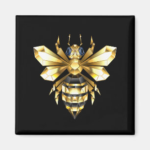 Imitate Gold Foil Logo Bee Polygonal auf Schwarz Magnet