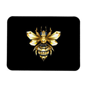 Imitate Gold Foil Logo Bee Polygonal auf Schwarz Magnet