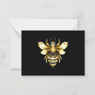 Imitate Gold Foil Logo Bee Polygonal auf Schwarz Mitteilungskarte