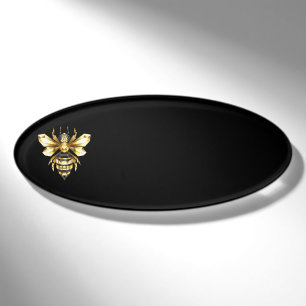 Imitate Gold Foil Logo Bee Polygonal auf Schwarz Namenschild