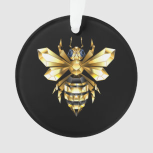 Imitate Gold Foil Logo Bee Polygonal auf Schwarz Ornament