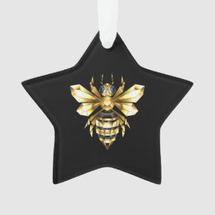 Imitate Gold Foil Logo Bee Polygonal auf Schwarz Ornament
