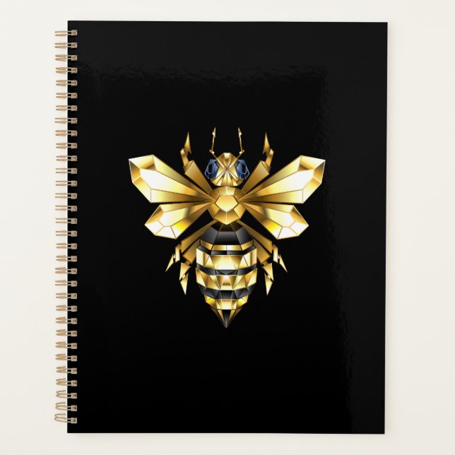 Imitate Gold Foil Logo Bee Polygonal auf Schwarz Planer (Vorderseite)
