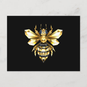 Imitate Gold Foil Logo Bee Polygonal auf Schwarz Postkarte